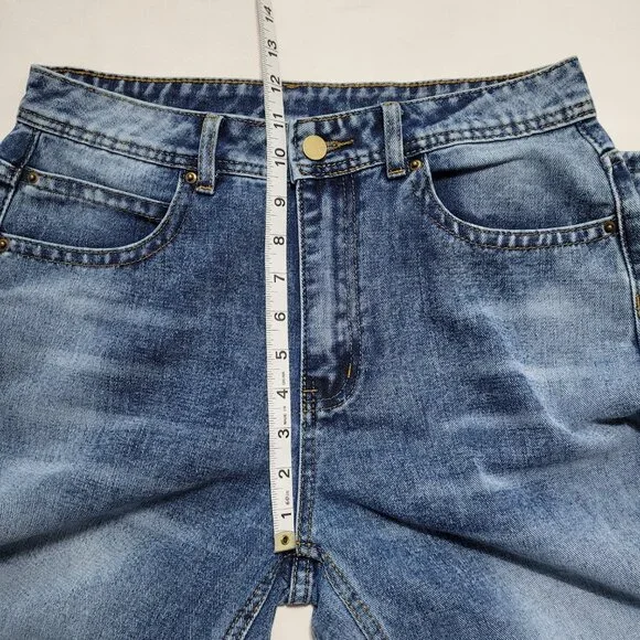 High-Waisted Wide-Leg Jeans Womens Medium Wash Relaxed Fit Denim - Picture 4 of 8